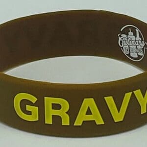 Brown silicone wristband reading "GRAVY