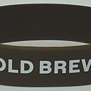 Brown silicone wristband reading COLD BREW